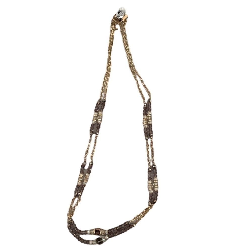 INC Double Strand Faceted Bead Goldtone 40" Necklace New